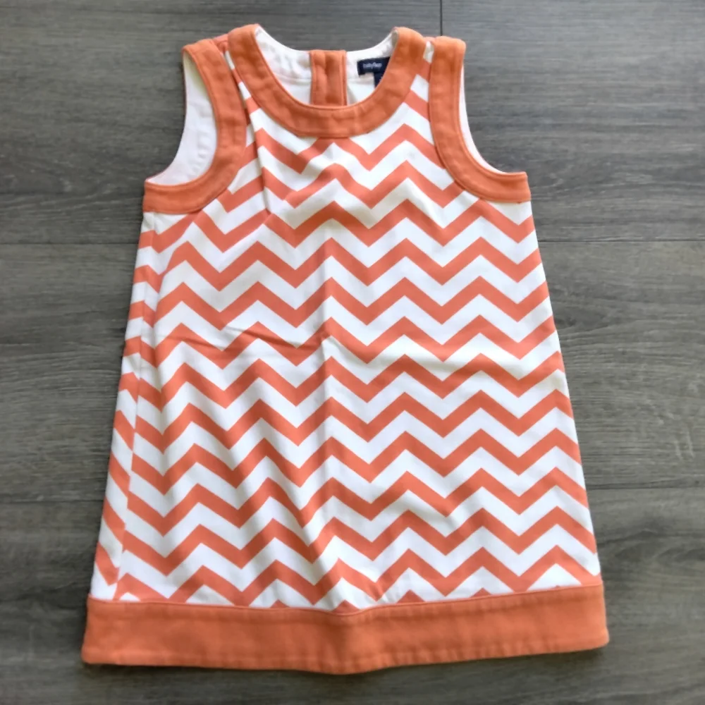 Baby Gap Orange White Chevron Print Sleeveless Girl's Dress Size 4T - 2009